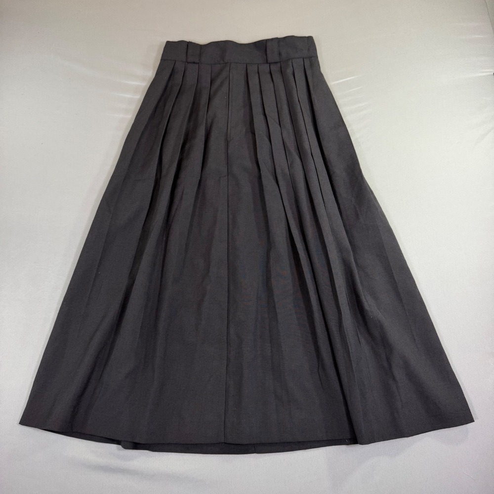 Vintage Black Midi Pleated Skirt 26 Dark Academia Preppy Librarian Soft Goth